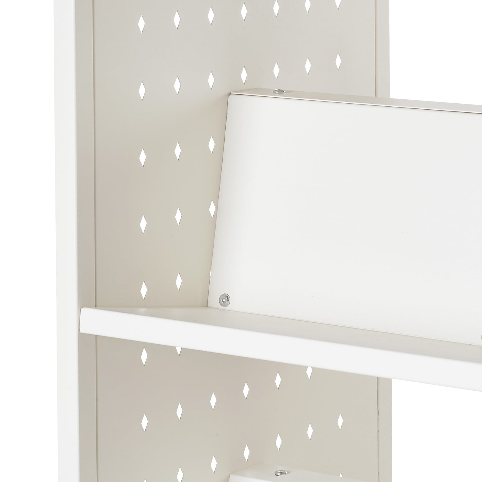 3-tier Rolling Book Cart Double Sided W-shaped Shelving Unit White_voghion.com